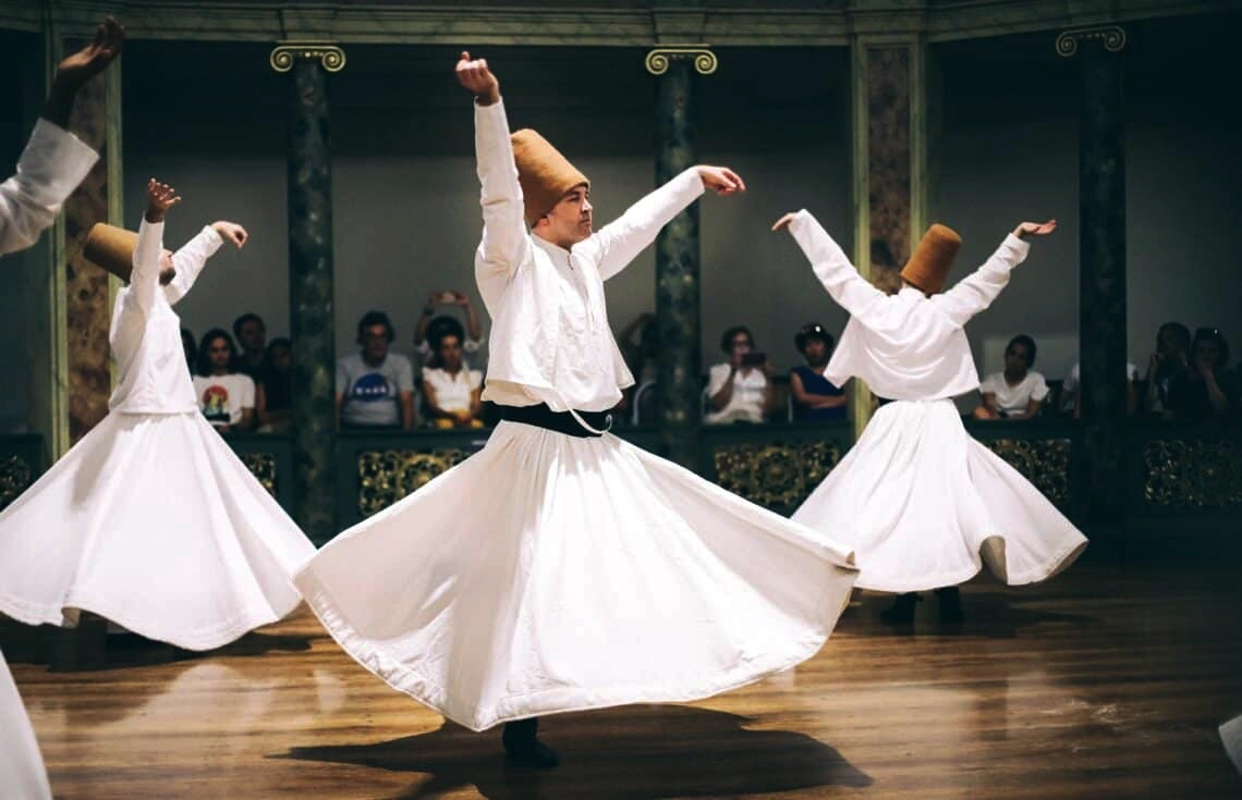 Stylized whirling dervish — rhythm, breathing, and bodily regulation within the Mevlevi tradition of Rumi