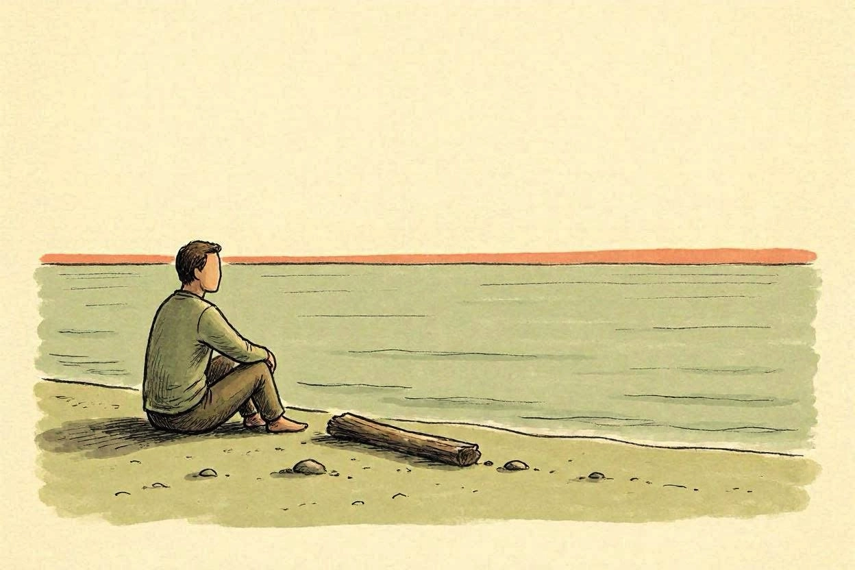 Illustration of a person alone with themselves: in silence